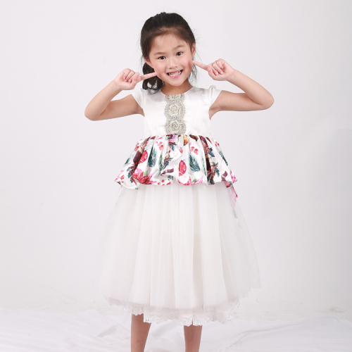 nowy projekt Jingling Bell wydrukowano sukienka o wysokim niskim stroju dziewczynki