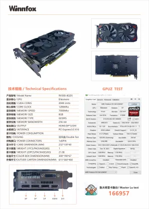 AMD Radeon RX 580 8GB GDDR5 Graphics Card for Gaming and Computer Video Needs