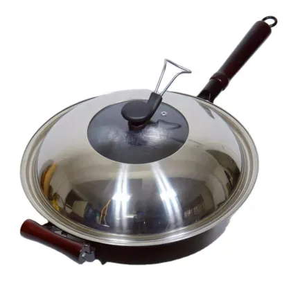 Traditional Chinese Style Iron Pot - Uncoated Two Ear Cooking Pot for Kitchens