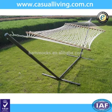 Double camping hammock Cotton Rope Hammock With Steel Stand