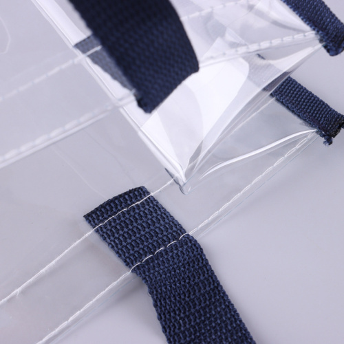 Laser PVC tote sewn plastic cosmetics shopping bags