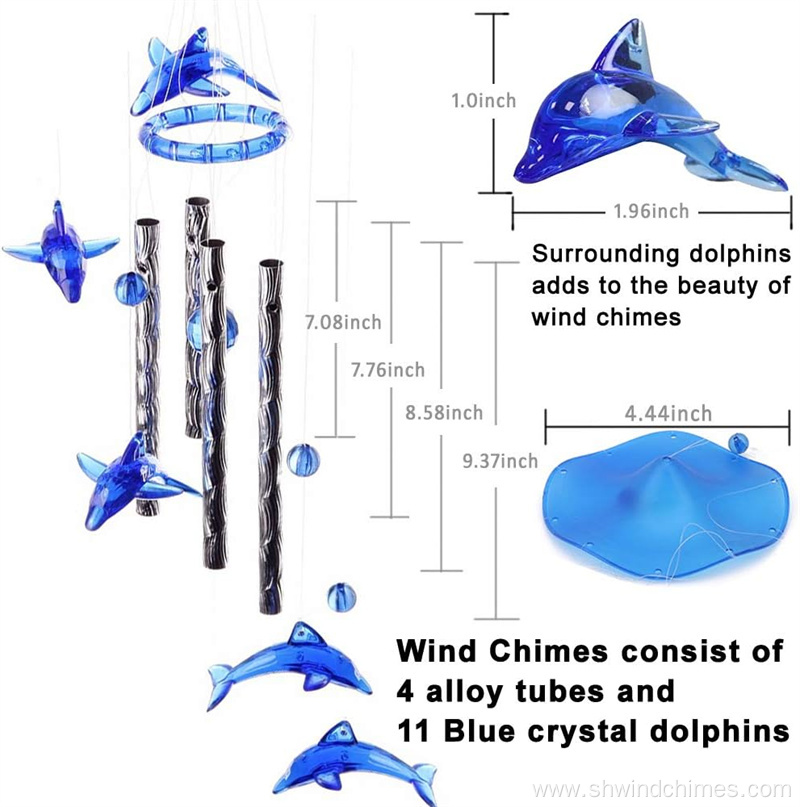 Wind Chime Acrylic Dolphin Hanging Garden Porch Decoration