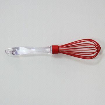 Silicone whisk with transparent plastic handle