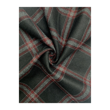 Grey Tr Knitted Brushed Plaid Print Ponte Roma Fabric Polyester Rayon Spandex