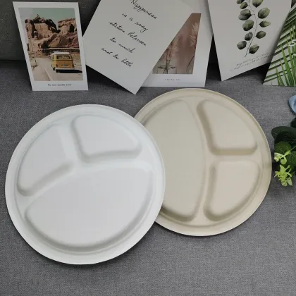 10 '' 3 Compartment Eco-friendly Products Sugarcane Plate