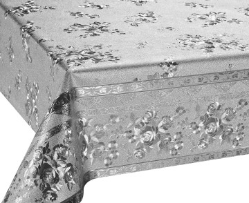 Mettalic Embossed Fabric Backing Tablecloth