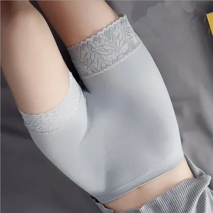 High-Waist Ice Silk Boxer Shorts for Women - Anti-Friction Safety Pants