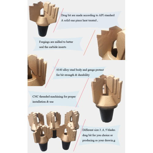 3 wing step drag drill bit untuk sumur