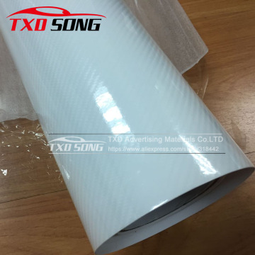 Premium quality Glossy White 5D Carbon Fiber Vinyl film Colored 5D Glossy Carbon Fiber Vinyl Film Auto Wrapping Vinyl Wrap Foil