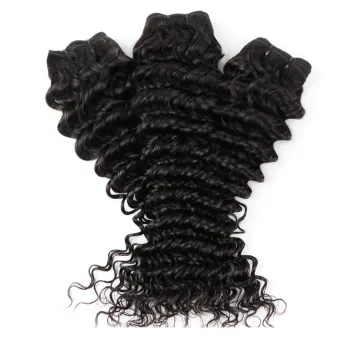 Raw Deep Wave Human Hair Bundles With Closure Hair Extensions Brazilian Virgin Hair Weave Bundles