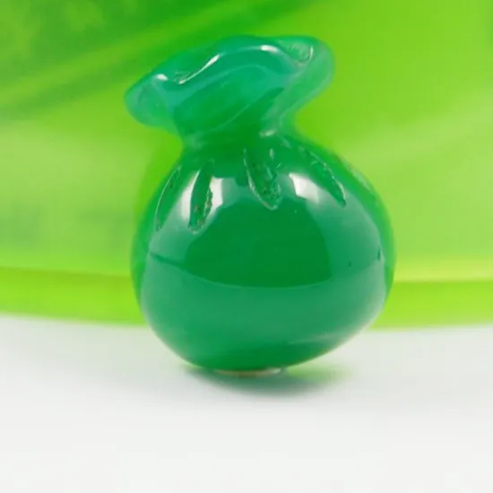 Fancy green vase shaped natural chalecedony stone