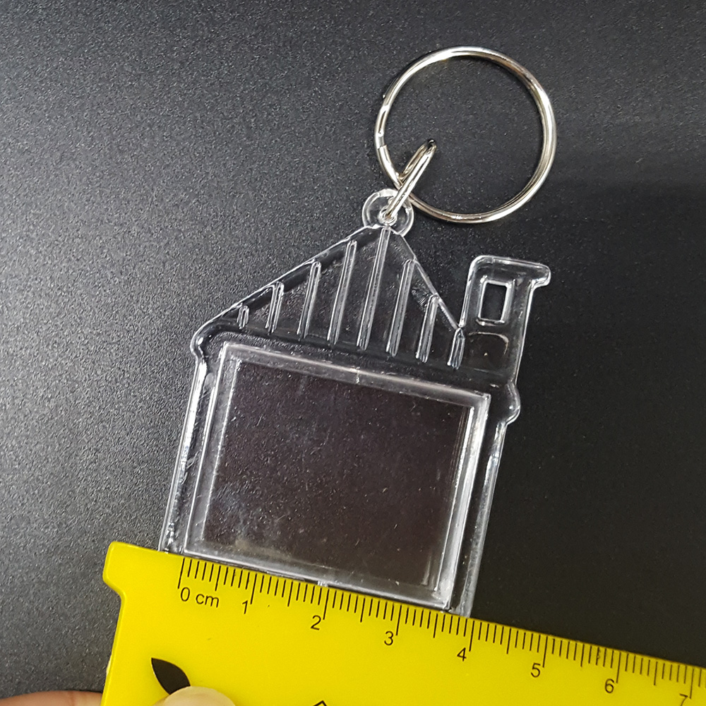 36x30mm House Shaped Acrylic Plastic Photo Key Ring