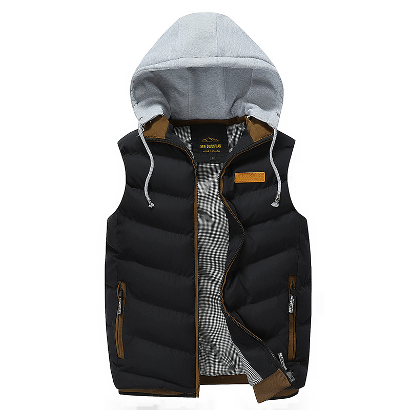 Men Jackets Sleeveless 2020 Winter Men's Warm Down Hooded Vest Male Cotton Thick Warm Waistcoat Fleece Thermal Soft Vests Men