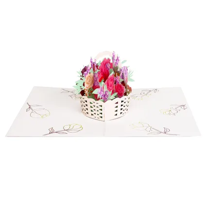 Mother's Day Rose Basket Pop Up Card