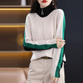 Half high collared patchwork coat for women