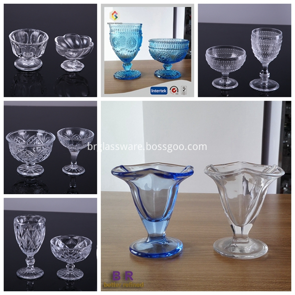 various ice cream glass cups