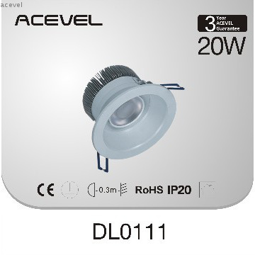 High CRI and high Lumen COB LED down light with round frame 20W