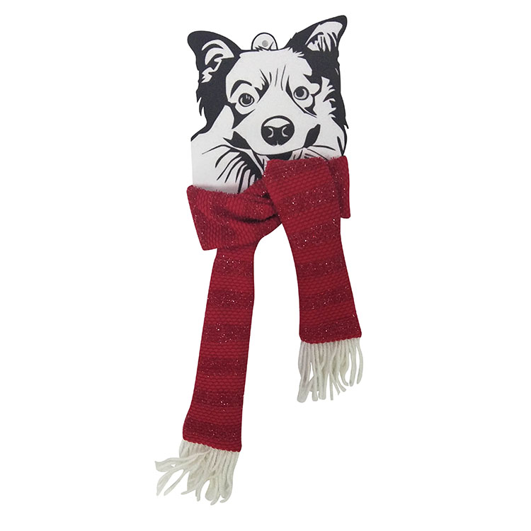 Christmas dog knit scarf red A