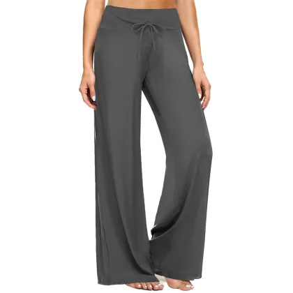 Soft Black Wide Leg Women's Pajama Pants: Comfortable Casual Lounge & Yoga Wear