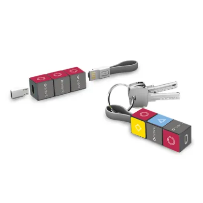 Hot Promotion Business Gift Keychain USB Cable 3 in 1 Phone Rubik Cube Data Charging Cable