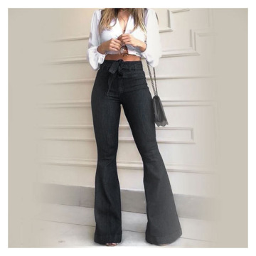 Women Bell Bottom Jeans Elastic Waist