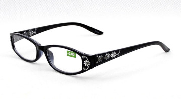 2014 New Women Eyewear Laser Flower Small Reading Glasses with Case