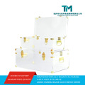 Baú de armazenamento acrílico luxuoso com fechadura decorativa dourada