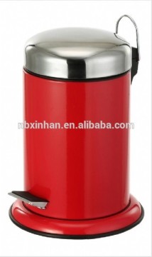 European standard bathroom 3L step-on red coating foot pedal bin with top finishing