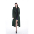 Green cashmere overcoat with temperament