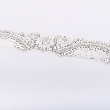 3D Pleat Mesh Floral Lace Applique Flower Ribbon For Wedding
