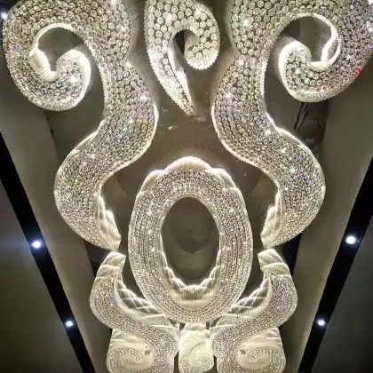 Designer Large Crystal Lamp for High Ceiling Luxury Living Room