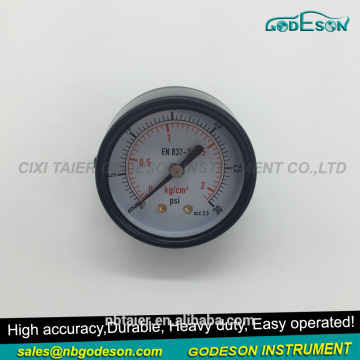 Axial 50mm black steel pressure gauge manometer