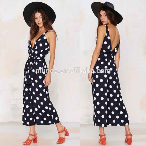 Rompers Jumpsuits Women Autumn Sexy v-neck Backless Jumpsuits Dot Print Waisted Lady Wholesale Rompers Clubwear