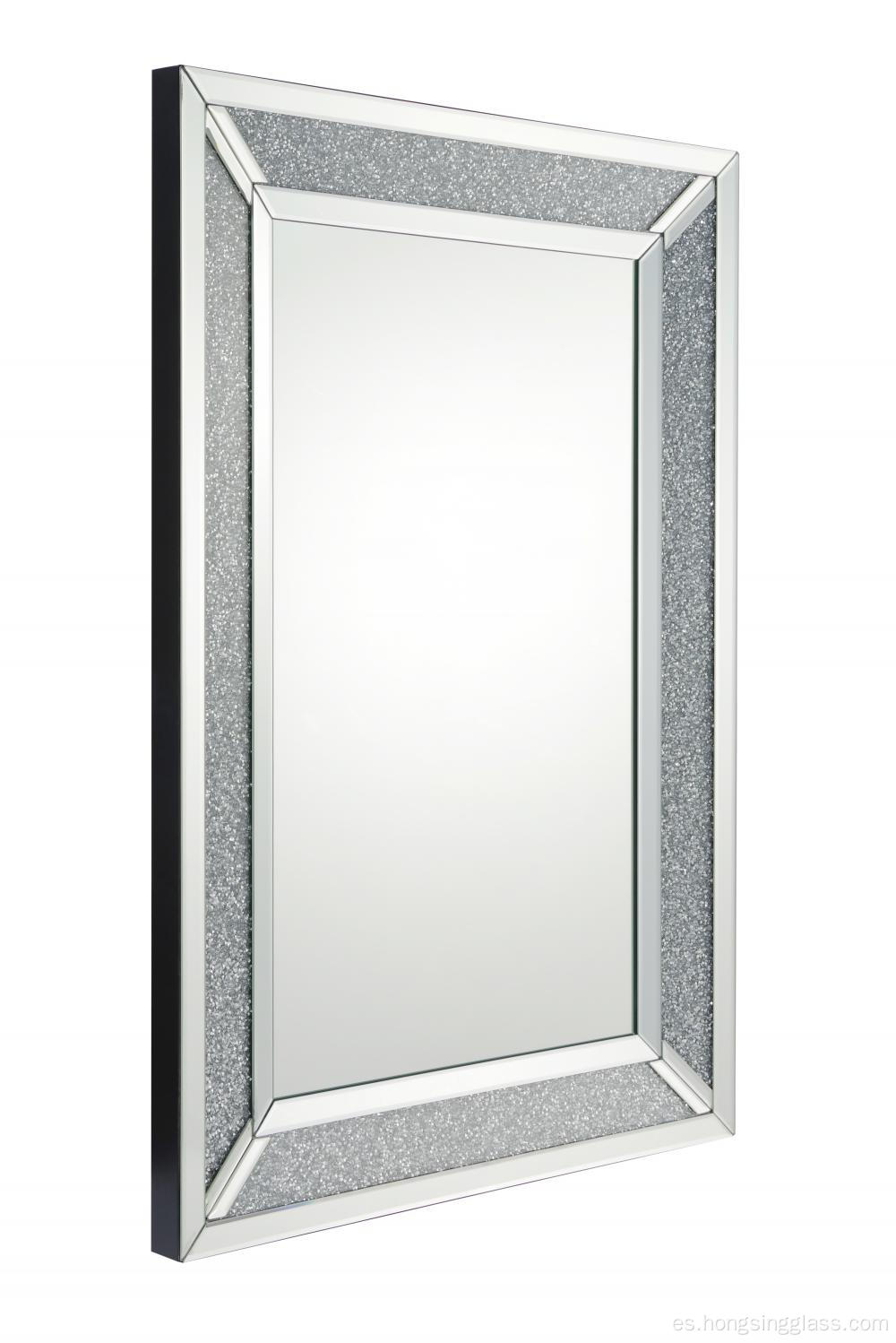 Mirror colgante de espejo 3D rectangular de diamante de cristal