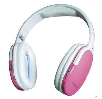 Pink Wireless Headphones With Mic, 3.5mm Audio Port Universal For Mp3, Mp4, Mobile Phone