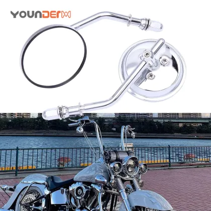 High-End Round Retro Motorcycle Rearview Mirrors for Harley Davidson