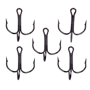 Factory Price 50 Piece/Bag Three Anchor Hook Triple Base 4X Thick Barbed Fishing Anchor with Blood Groove for Seawater