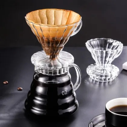 Pour Over Coffee Set: Borosilicate Glass Cone Dripper and Accessories