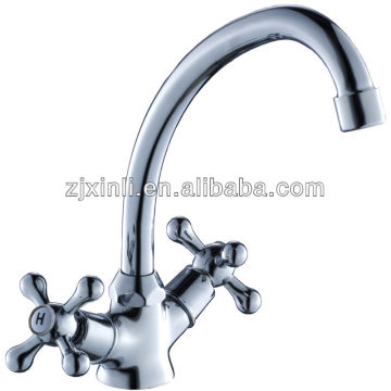 High Quality Dual Handle Brass Kitchen Faucet, Polish and Chrome Finish