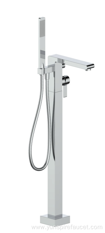 Square Free Standing Tub Filler with Shower Set