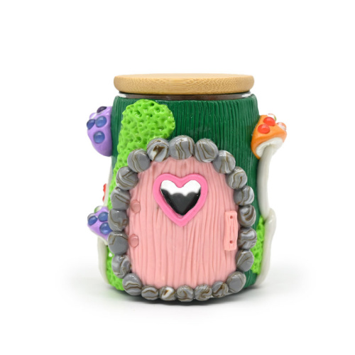 Green Fairy Tale House Glass Storage Jar