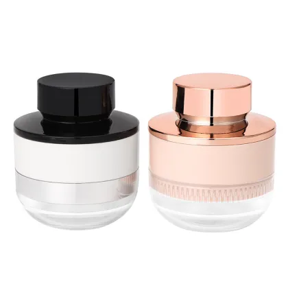 Luxury Black Rose Gold Ball Empty Loose Powder Container with Powder Puff