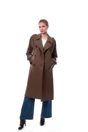 Long brown trench coat