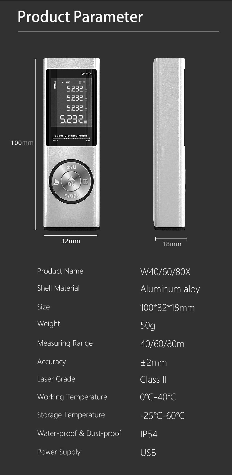 Digital Laser Meter 80m