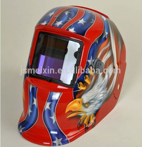 red colour with blue eagle sticker by hand grinding function auto darkening welding helmets