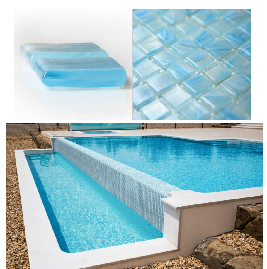 Decorative mosaic tiles for swimming pools