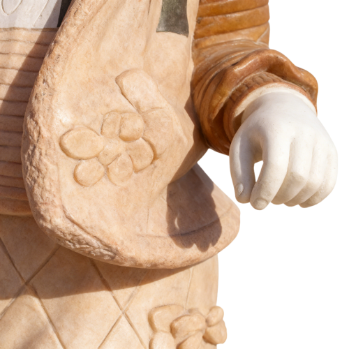 Polychrome Marble Statue of a Boy with Ornament