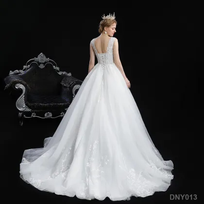 luxury princess robe de mariage sleeveless backless simple wedding dress