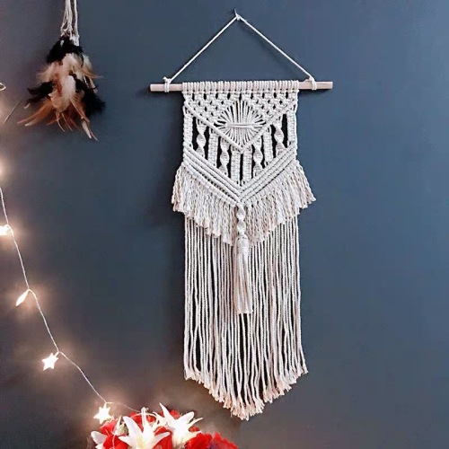 Estante flotante grande Boho de macramé tejido a mano para colgar en la pared