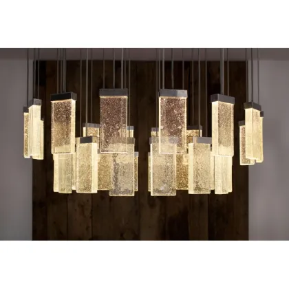 Luxury Modern Grand Cru Hand Made Glass Ring Pendant Chandelier